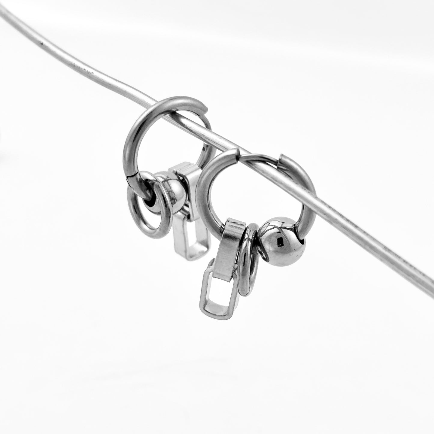 Titanium Steel Bead Splicing Earrings