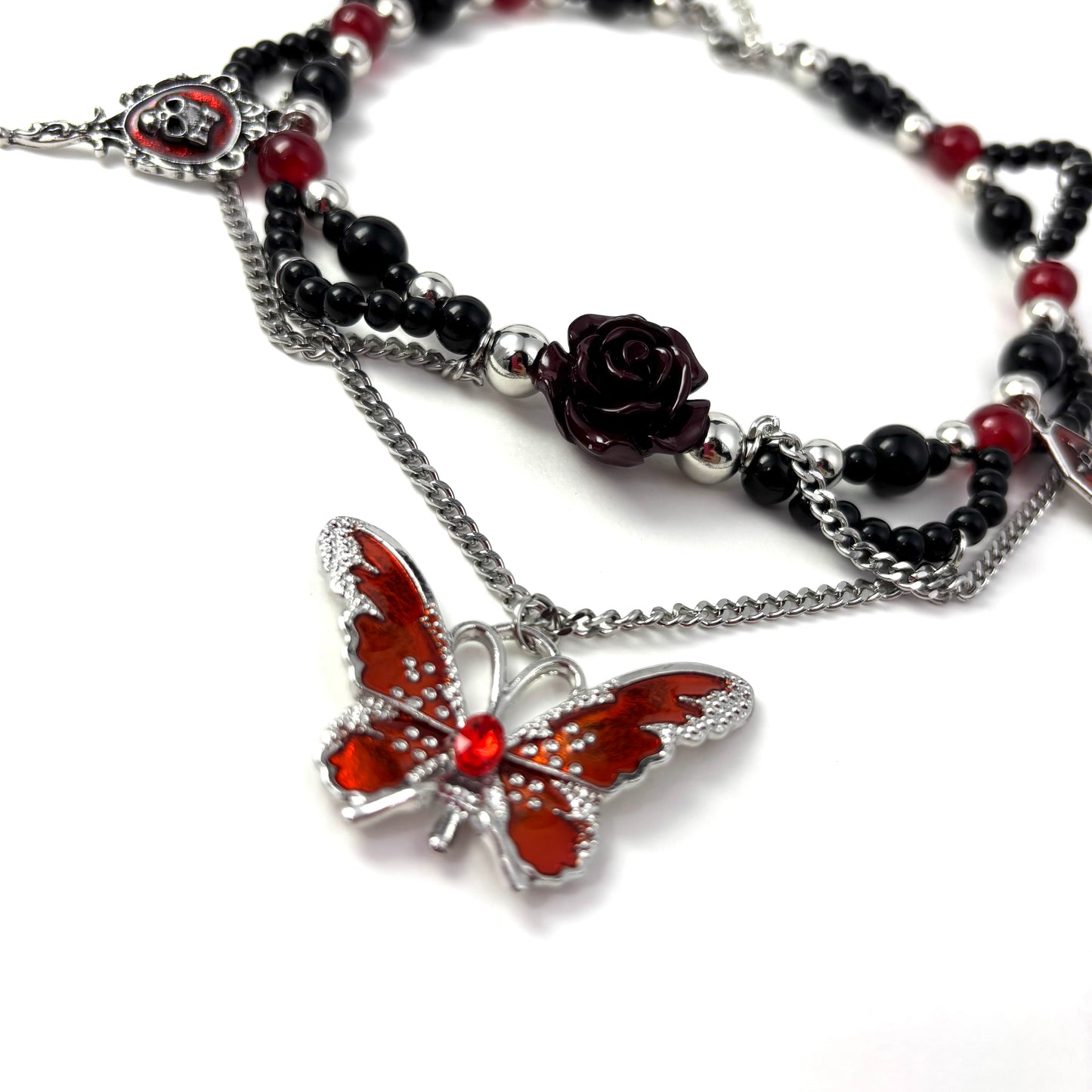 Dark Rose Butterfly Choker