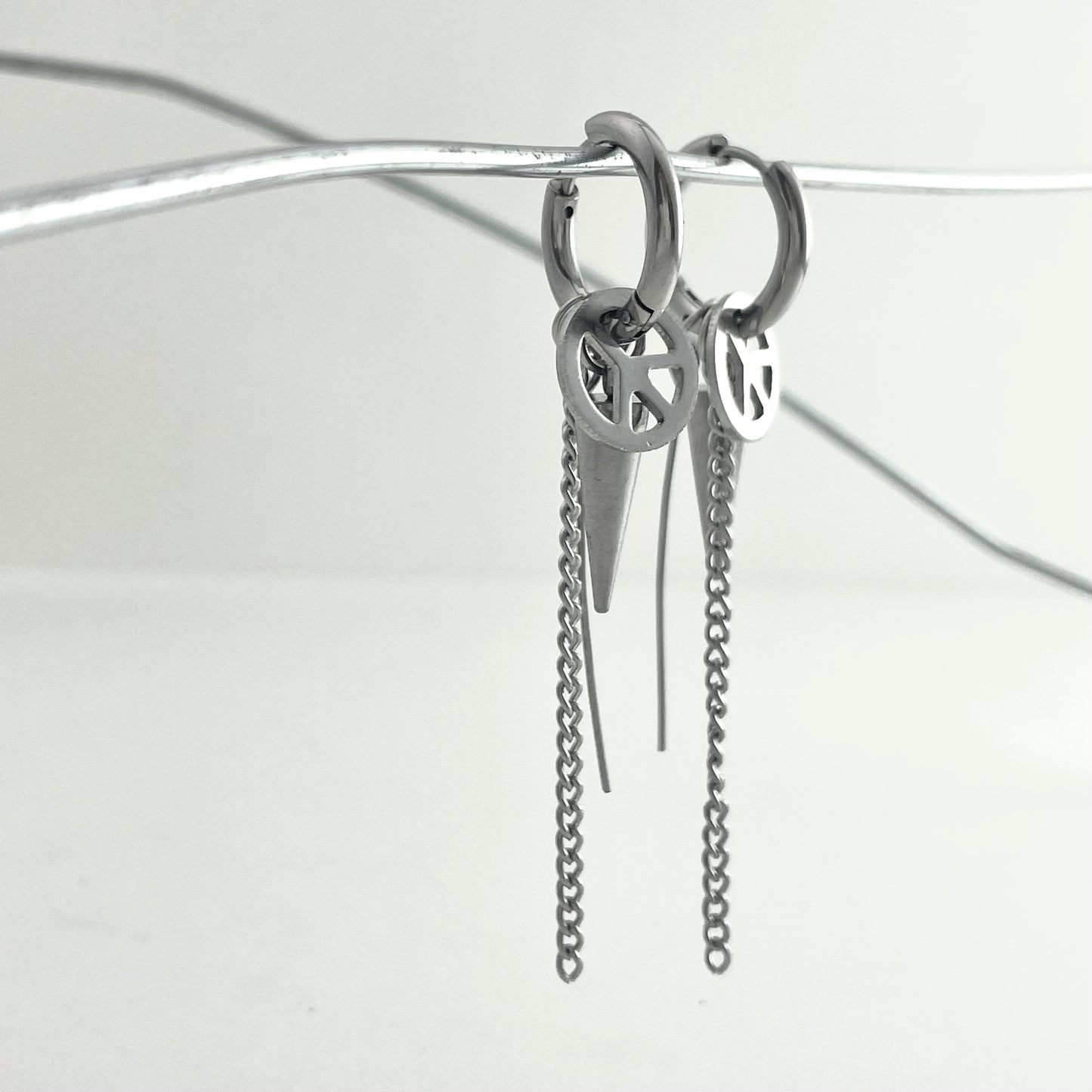 Titanium Steel Chain Rivet Earrings