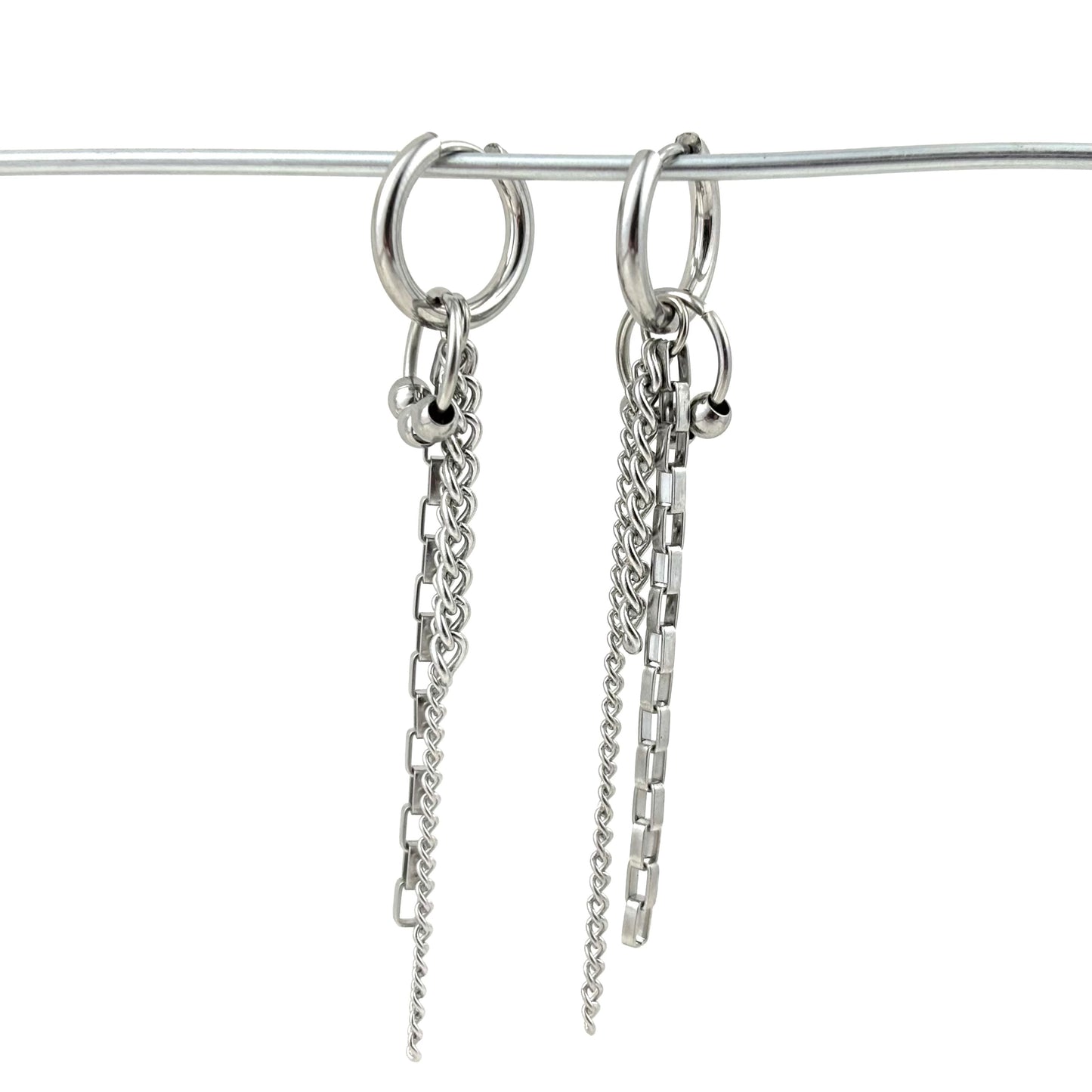 Titanium Circle Chain Patchwork Earrings