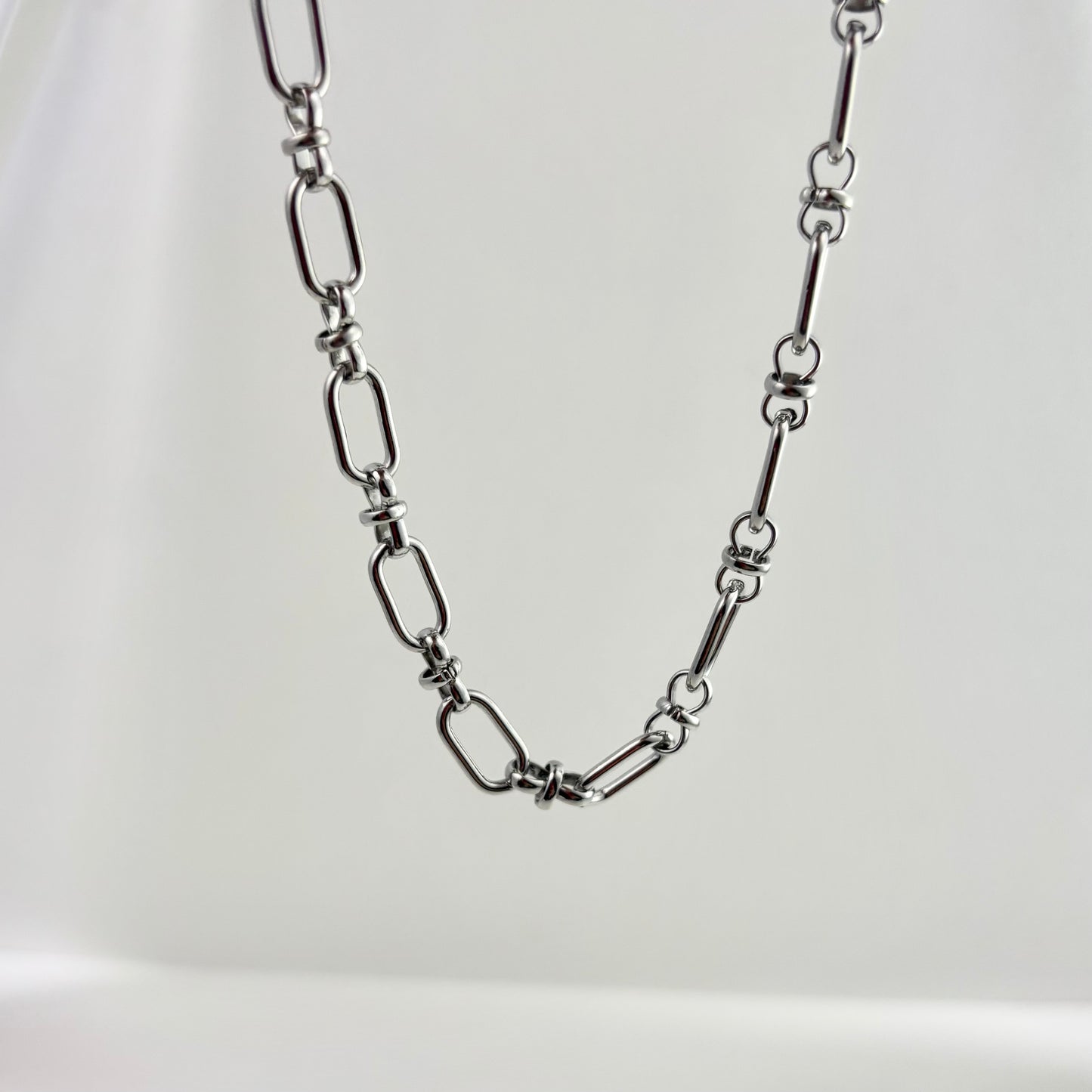 Oval Patchwork Chain Necklace