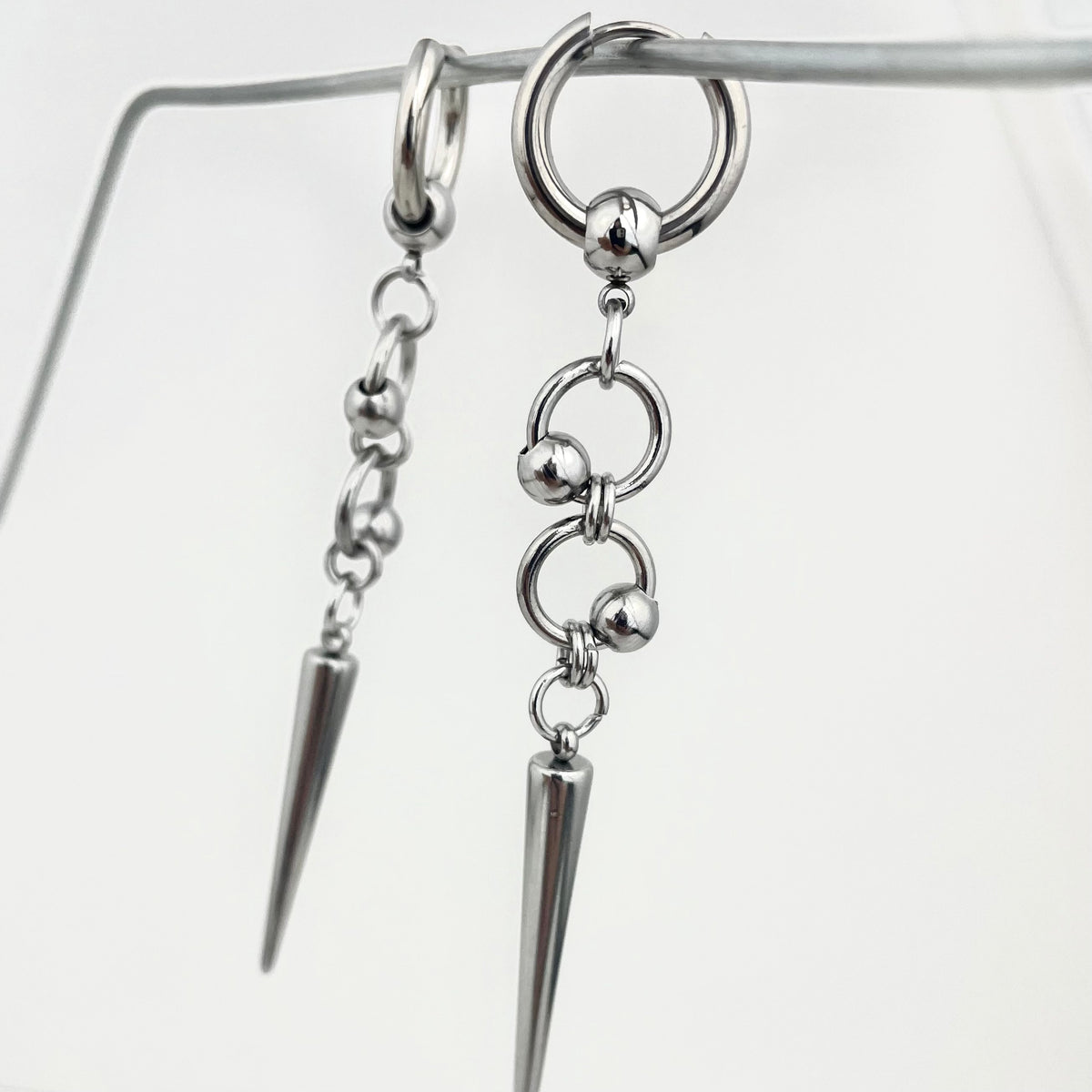 Titanium-Steel Waterproof Double-Ring Ball Earrings