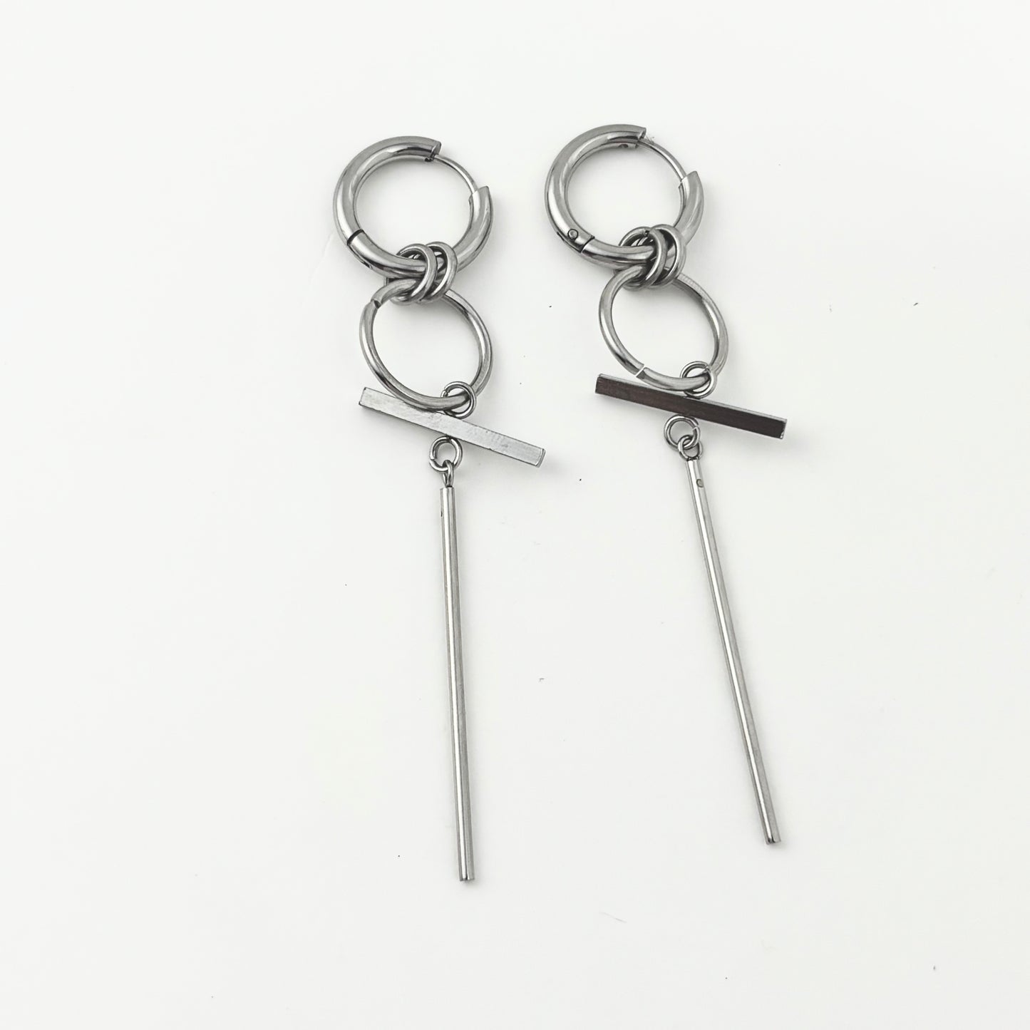 Customized Titanium Geometric Patchwork Dangle Earrings
