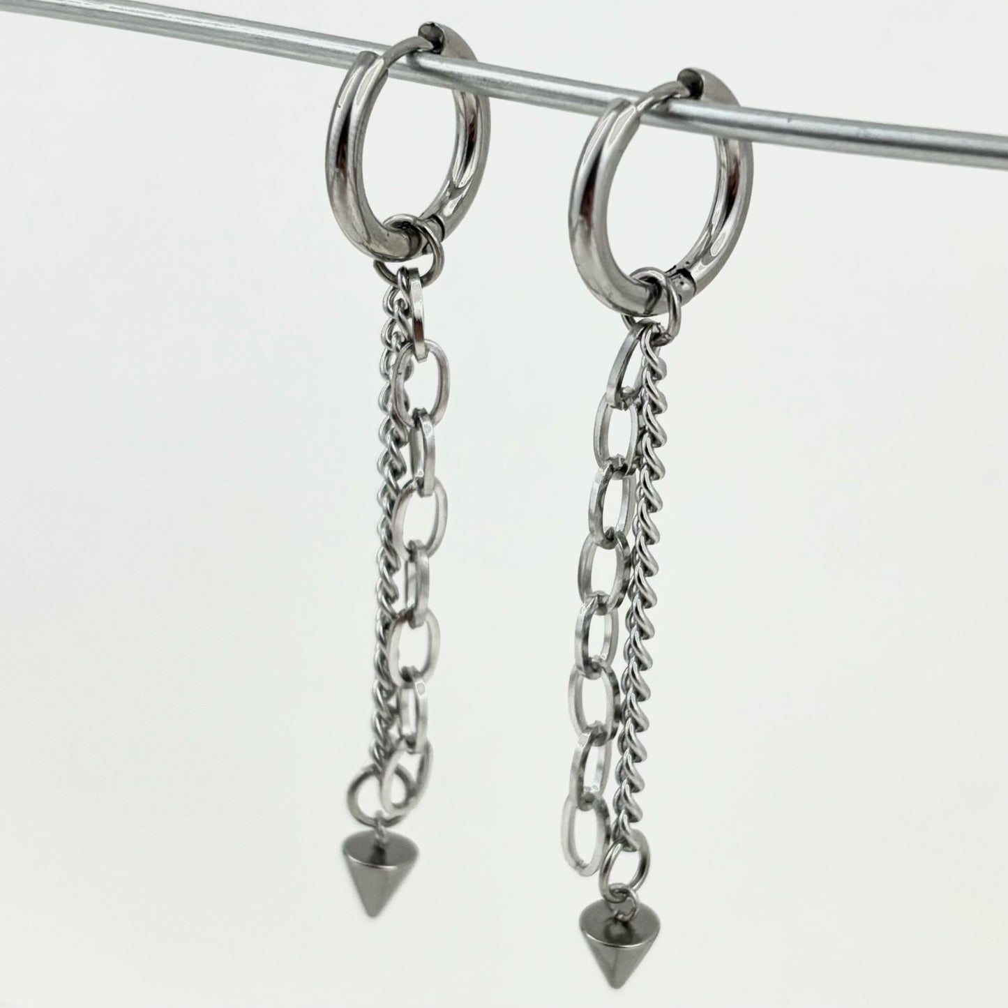 Customized Titanium Patchwork Rivet Drop Earrings
