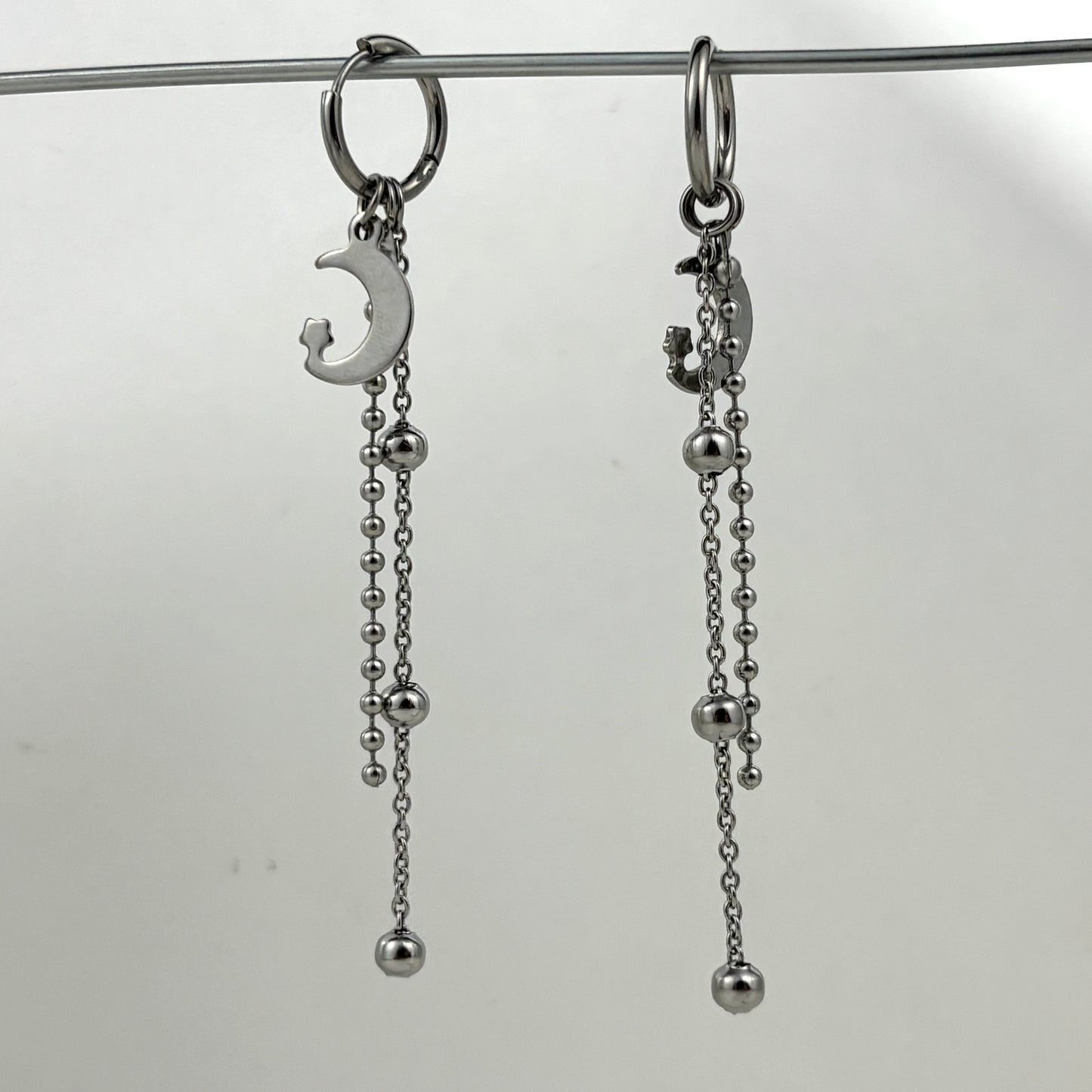 Customized Titanium Moon Dangle Earrings