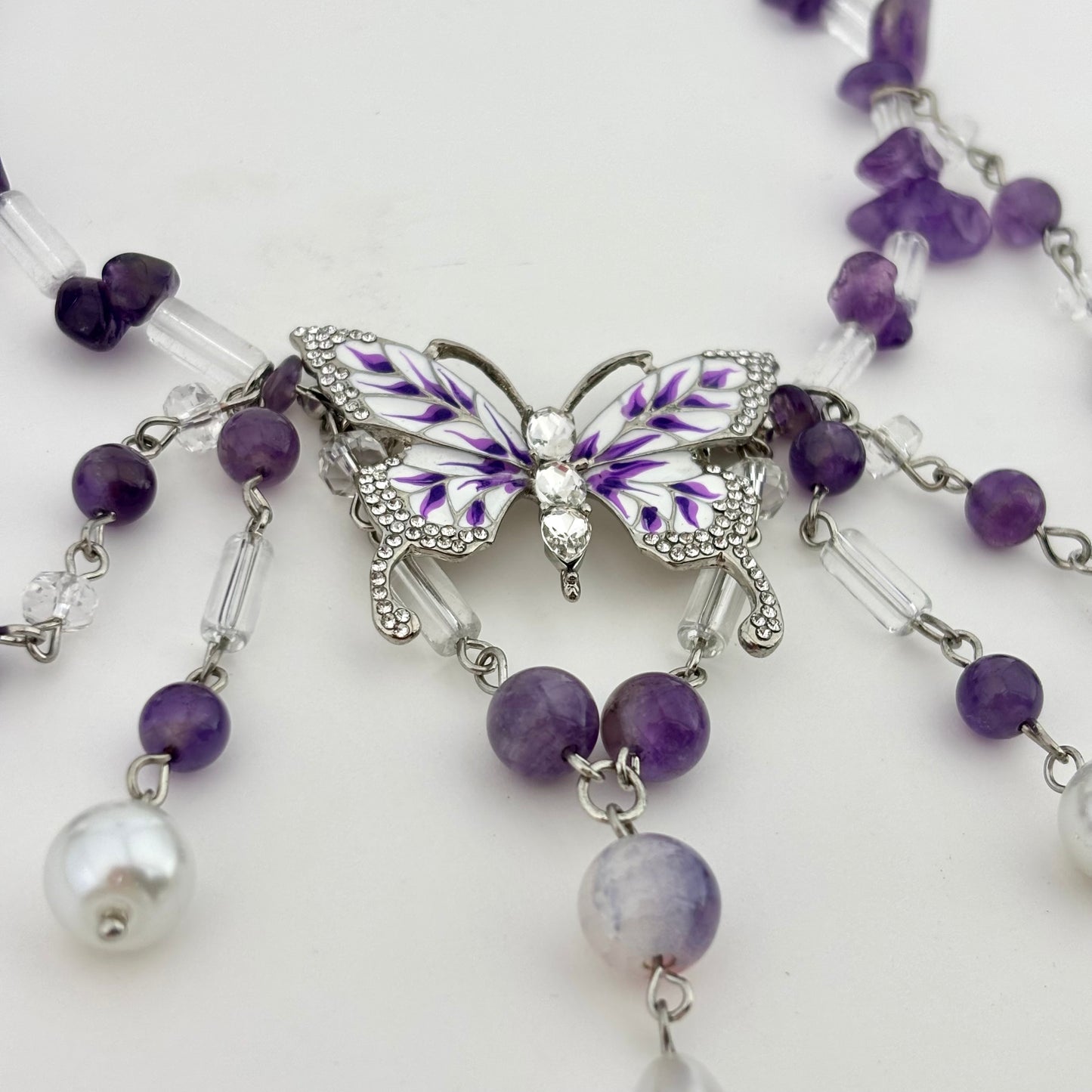 Amethyst Butterfly Double Layer Choker