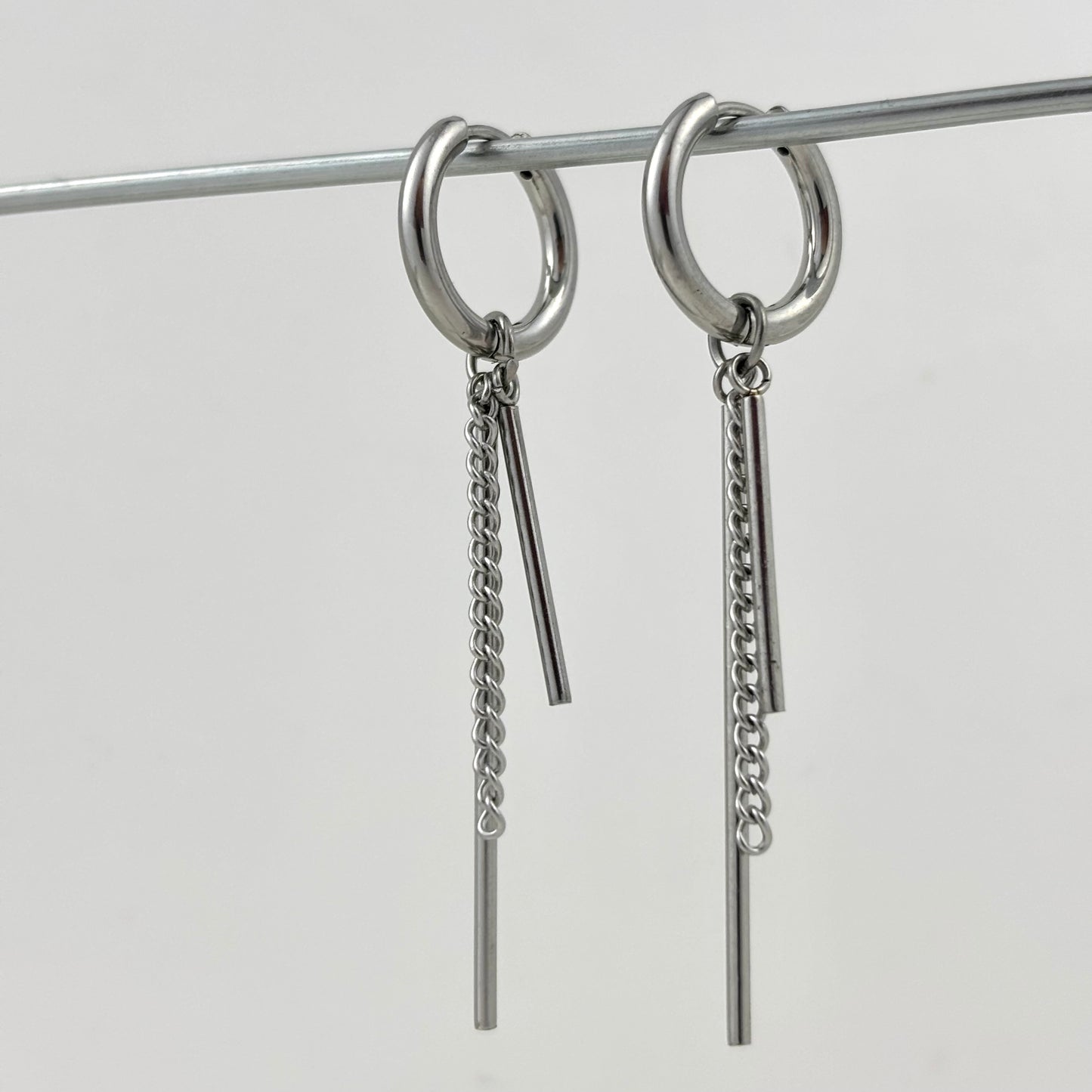 Customized Titanium Simple Fine Chain Dangle Earrings