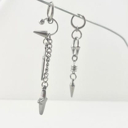 Titanium Waterproof Earrings, Asymmetrical Long Dangle