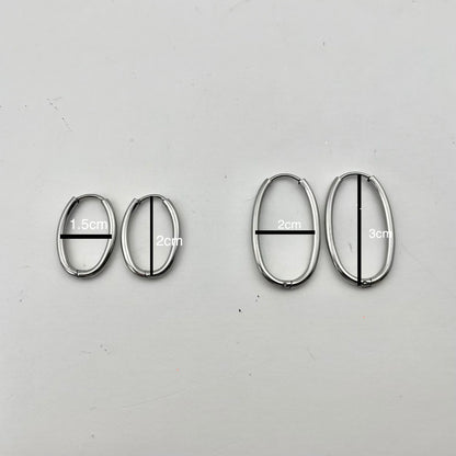Minimalist Titanium Waterproof Earring Oval Earrings Hoops