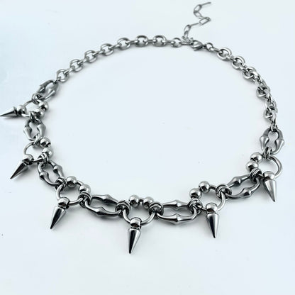 Titanium-Steel Waterproof Punk-Style Pointed Cone Choker