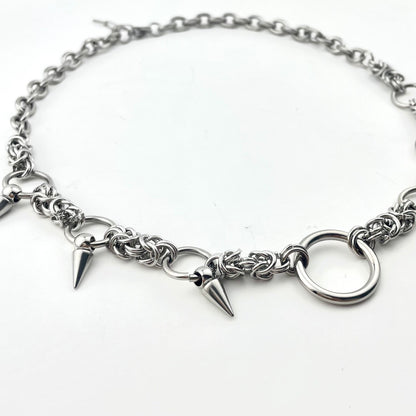 Titanium-Steel Waterproof Rivet Ring Pendant Necklace