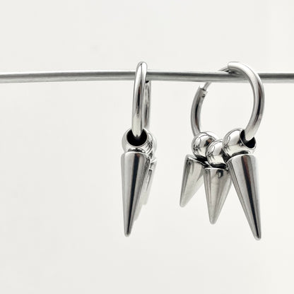 Titanium Steel Three-Rivet Pendant Earrings