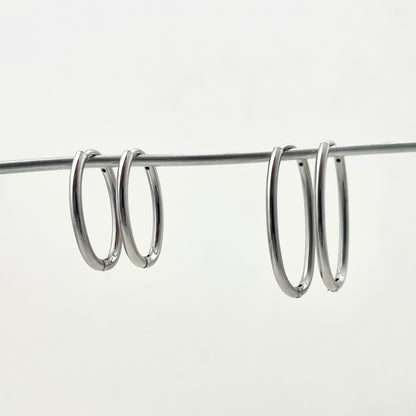 Minimalist Titanium Waterproof Earring Oval Earrings Hoops