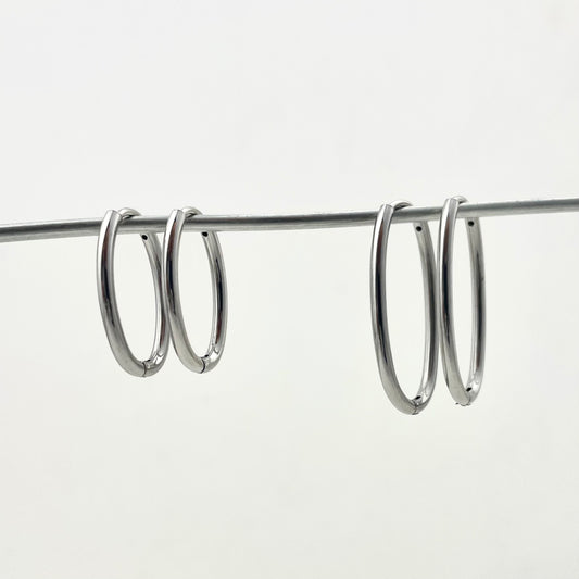 Minimalist Titanium Waterproof Earring Oval Earrings Hoops