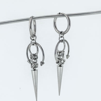 Titanium-Steel Waterproof Spiked Cone Pendant Earrings