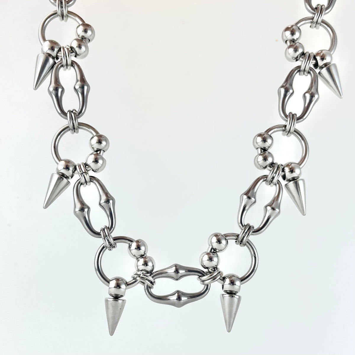 Titanium-Steel Waterproof Punk-Style Pointed Cone Choker
