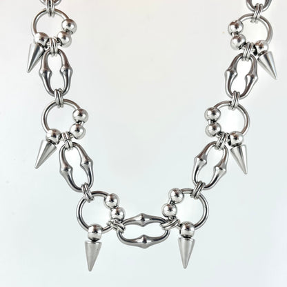 Titanium-Steel Waterproof Punk-Style Pointed Cone Choker