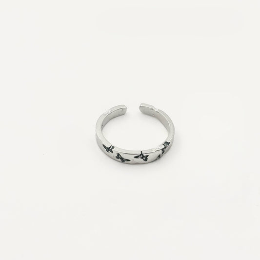 S925 Sterling Silver Butterfly Frosted Ring