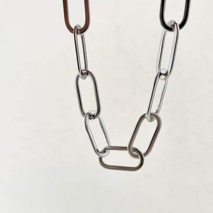 Titanium-Steel Waterproof Oval-Shaped Interlocking Necklace