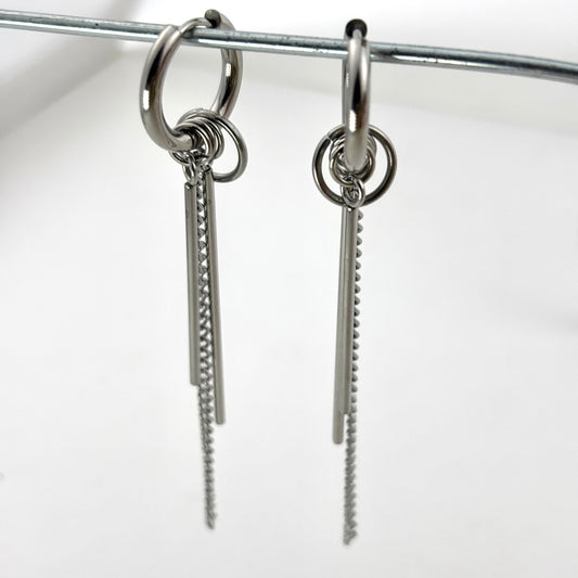 Titanium Steel Line Circle Earrings