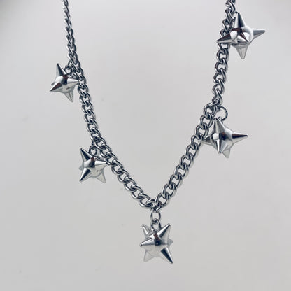 Minimalist Eight-Pointed Star Lock-Shaped Pendant Necklace