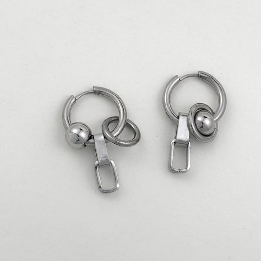 Titanium Steel Bead Splicing Earrings