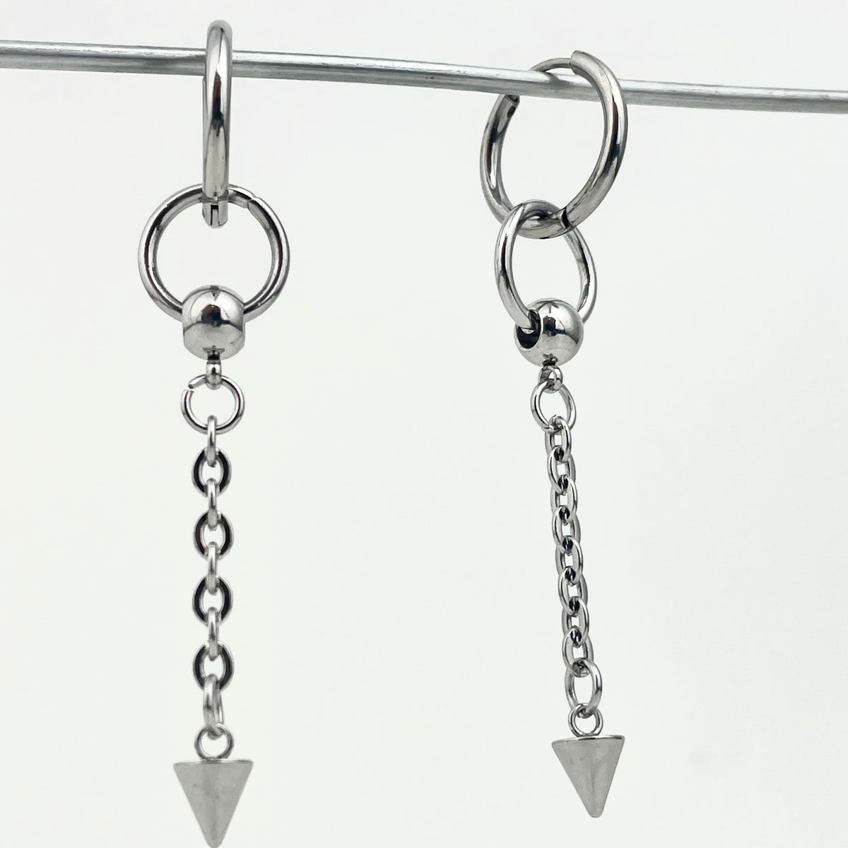Titanium-Steel Waterproof Double-Ring Ball Earrings