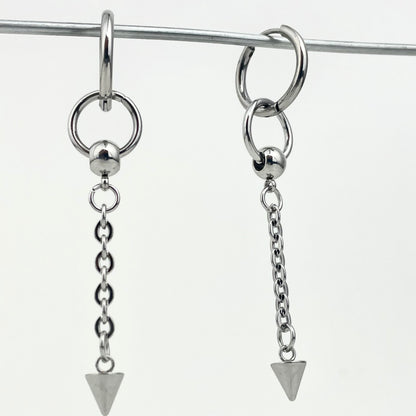 Titanium-Steel Waterproof Double-Ring Ball Earrings