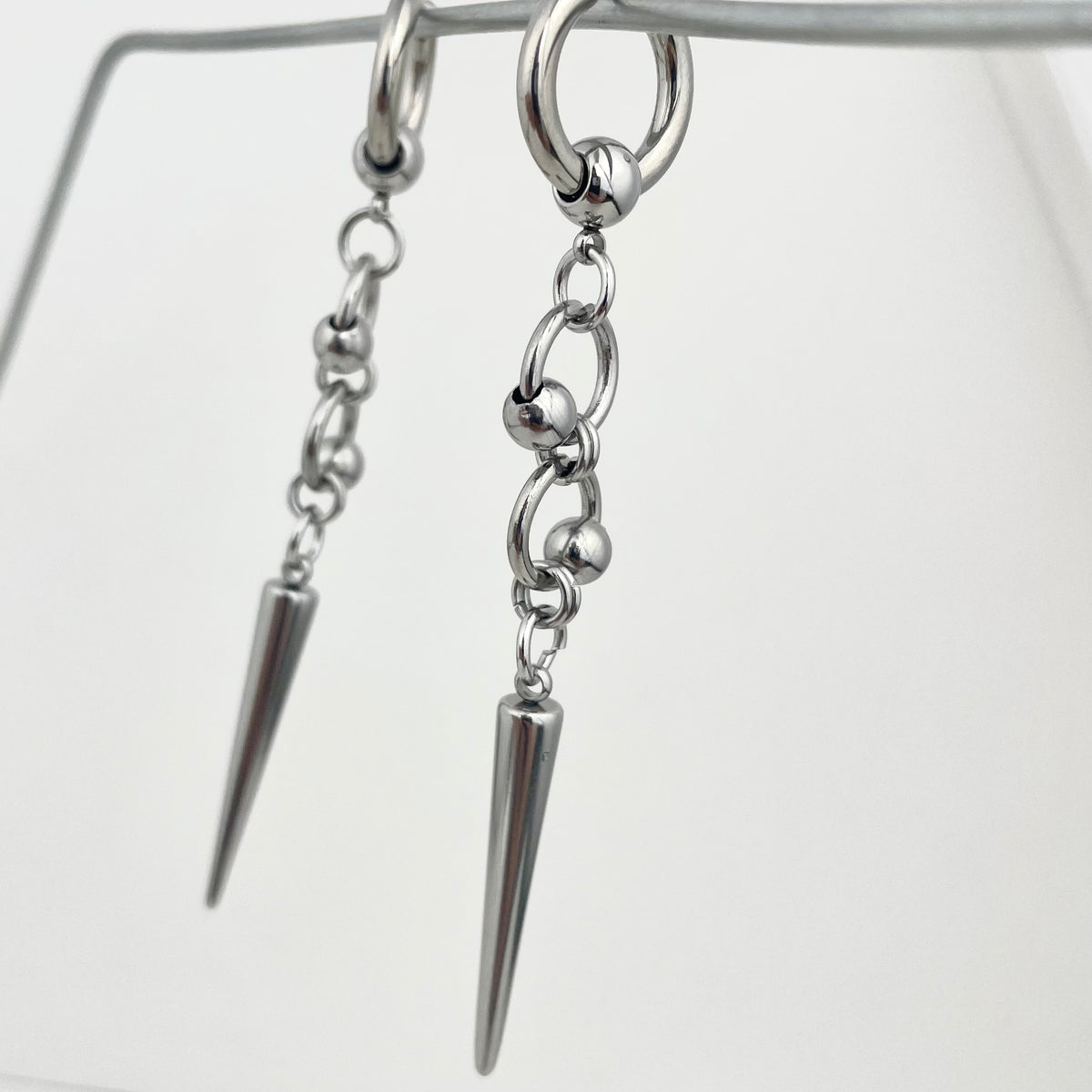 Titanium-Steel Waterproof Double-Ring Ball Earrings
