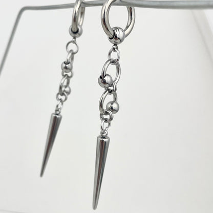Titanium-Steel Waterproof Double-Ring Ball Earrings