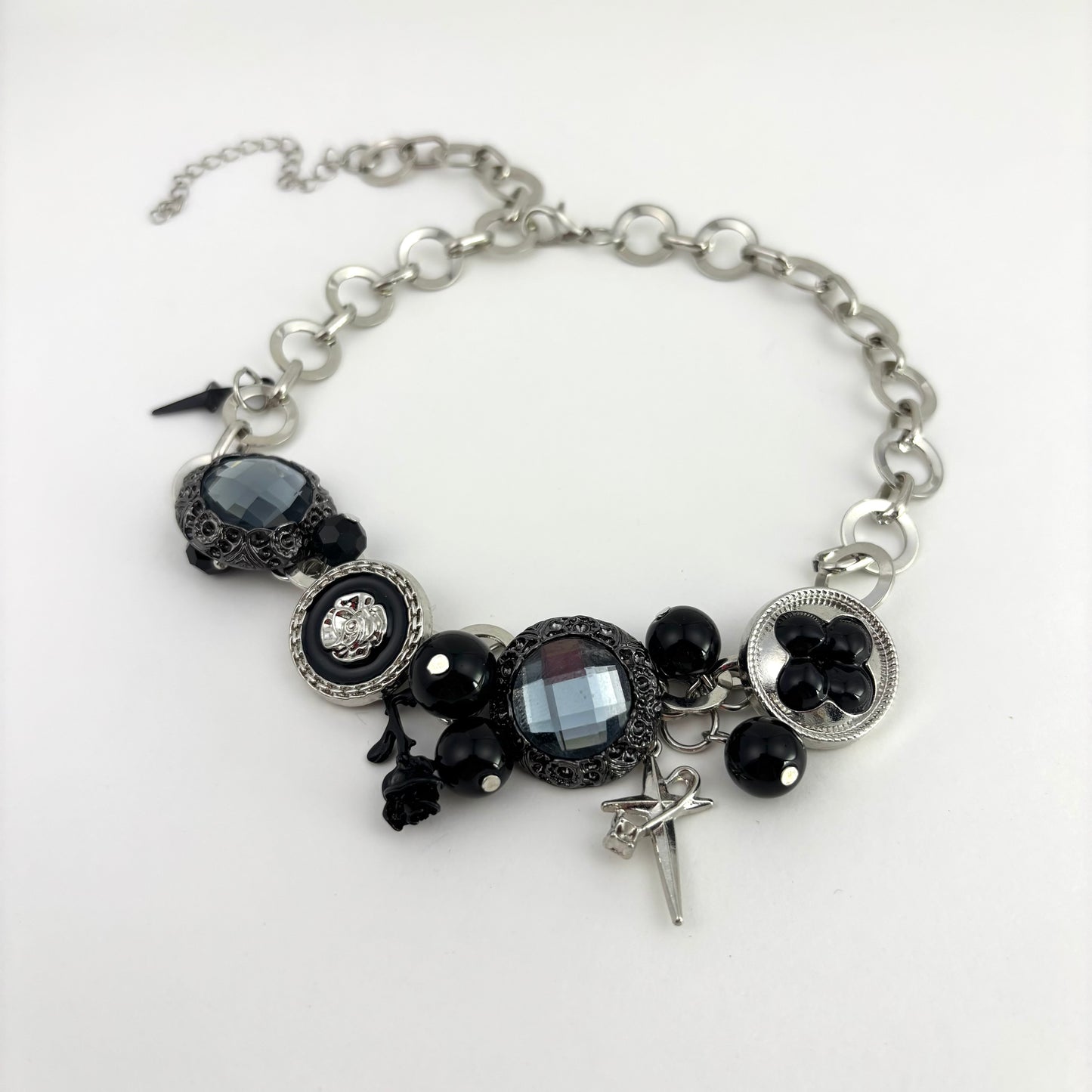 Dark Button Patchwork Choker