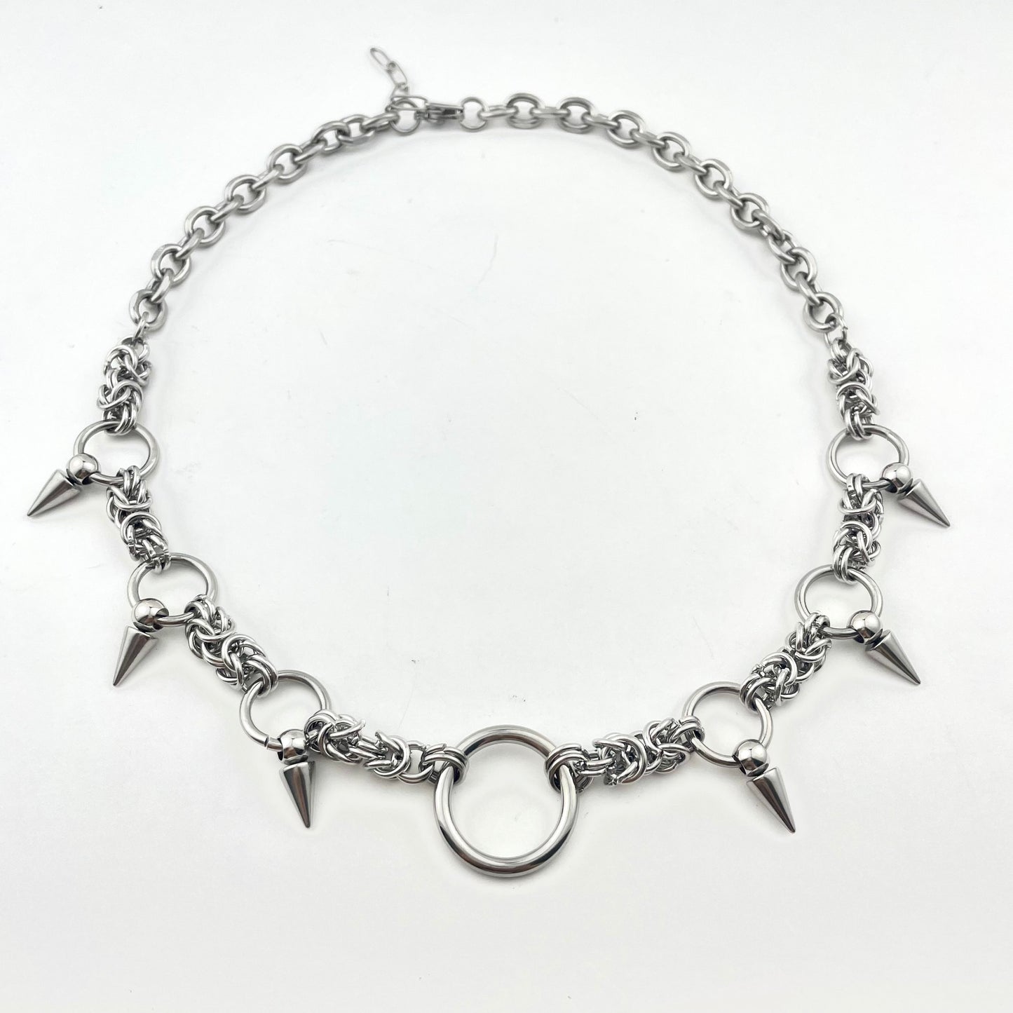 Titanium-Steel Waterproof Rivet Ring Pendant Necklace