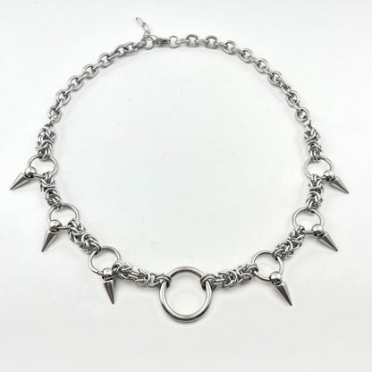 Titanium-Steel Waterproof Rivet Ring Pendant Necklace