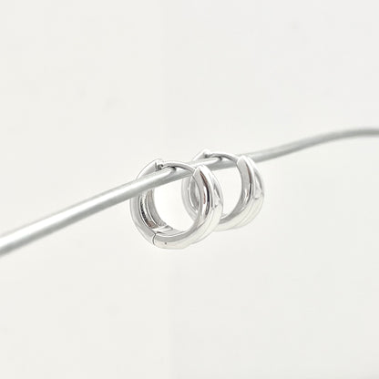S925  Sterling Silver Polished Round Earrings Hoops