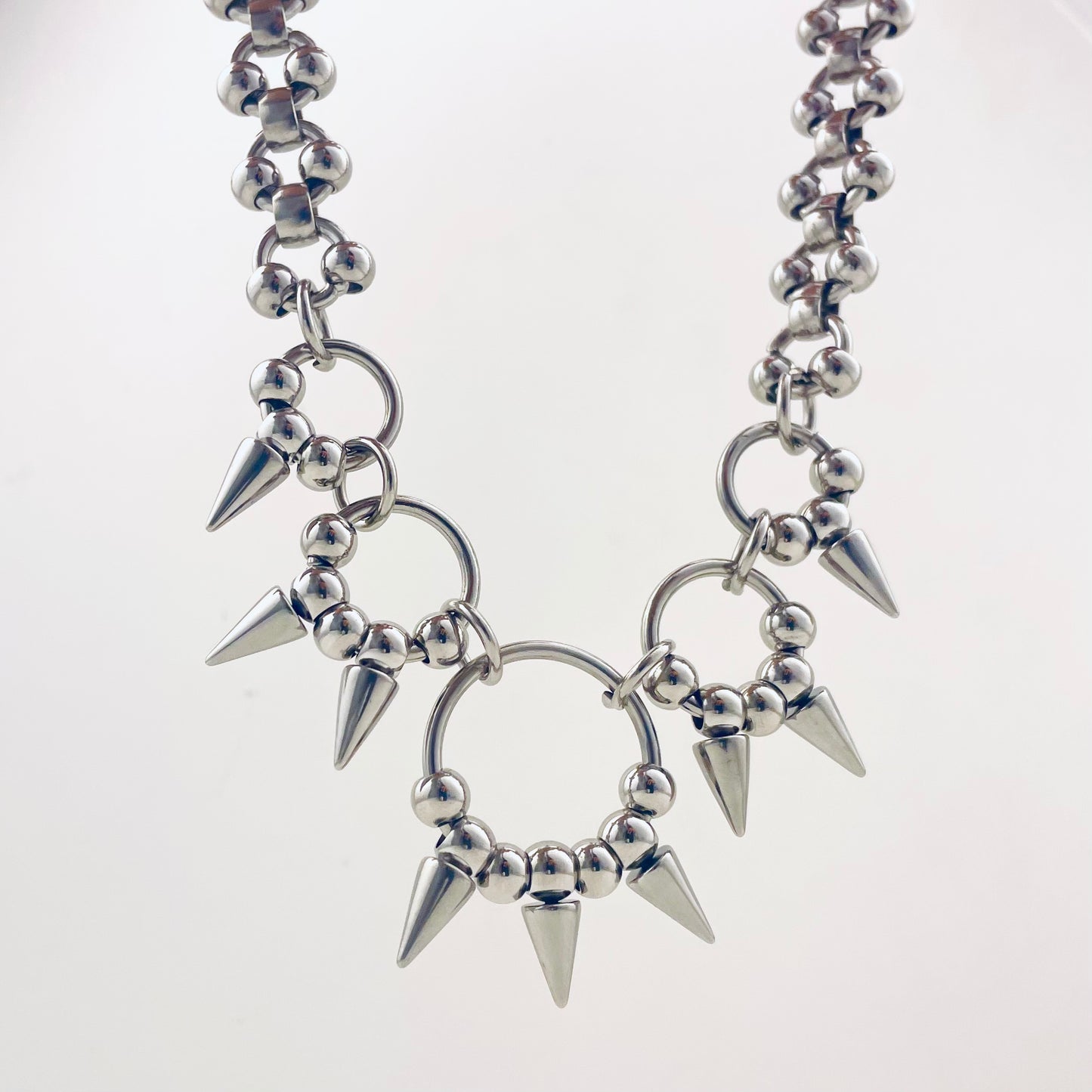 Titanium and Steel Interlocking Circle Waterproof Necklace Necklace Choker