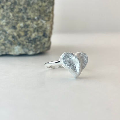 S925 Sterling Silver 3D Heart Ring