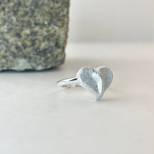 S925 Sterling Silver 3D Heart Ring