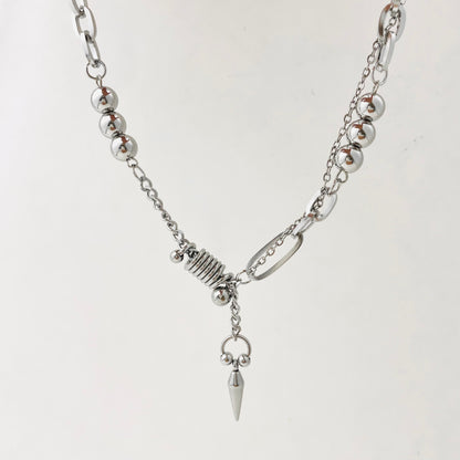 Titanium Steel Tassel Rivet Necklace