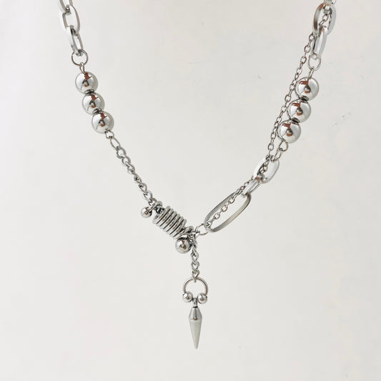Titanium Steel Tassel Rivet Necklace