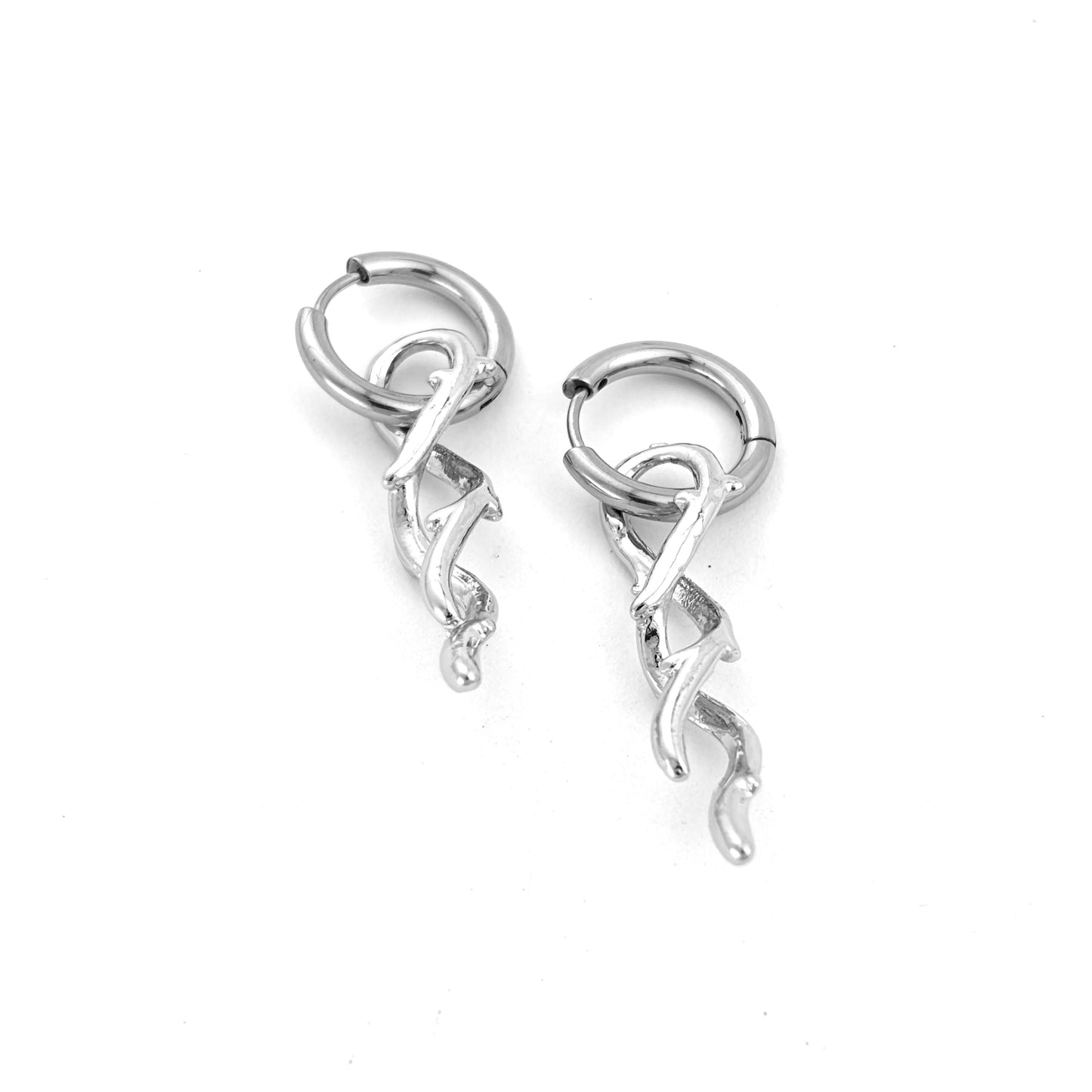Titanium Twisted Flower Branch Dangle Earrings