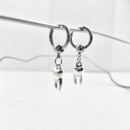 Titanium Steel Punk Tooth Pendant Earrings