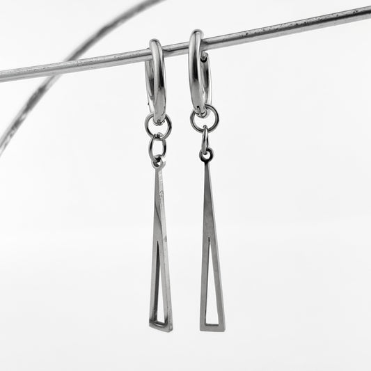 Titanium Waterproof Hollowed Out Triangle Earrings