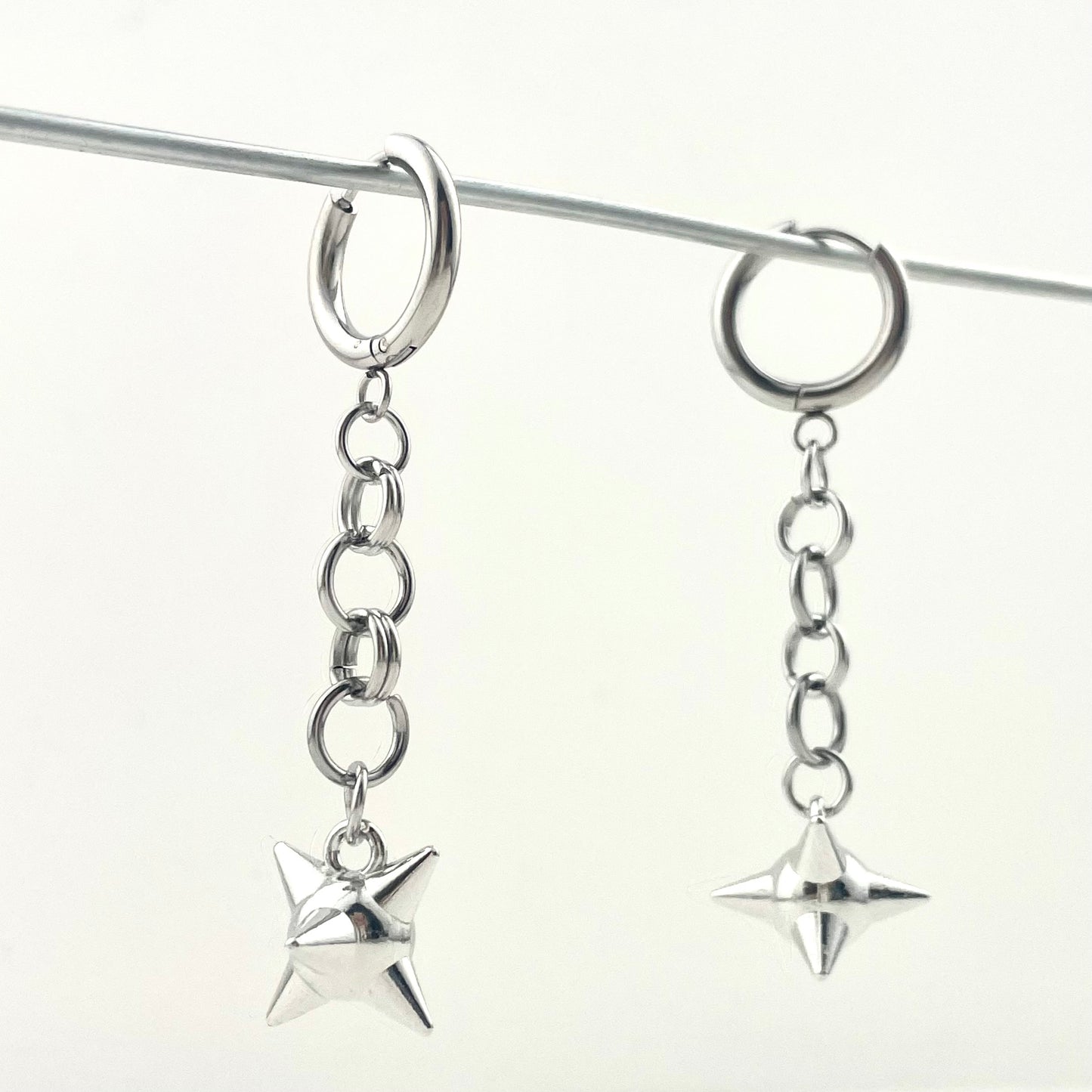Titanium Waterproof Earrings, Alloy Spiked Stud Pendant