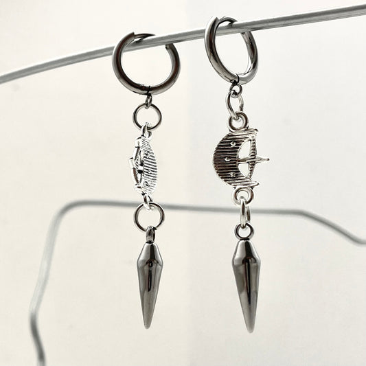 Titanium Steel Moon Earrings