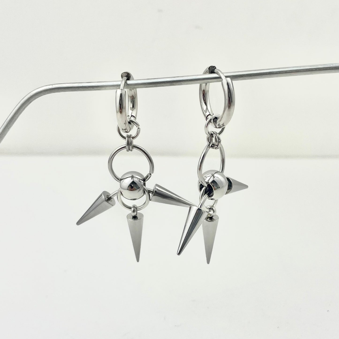 Titanium Waterproof Earring Gothic Stud Earrings with Double-Sided Clasp