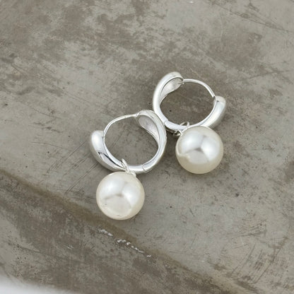 S925 sterling silver pearl pendant earrings