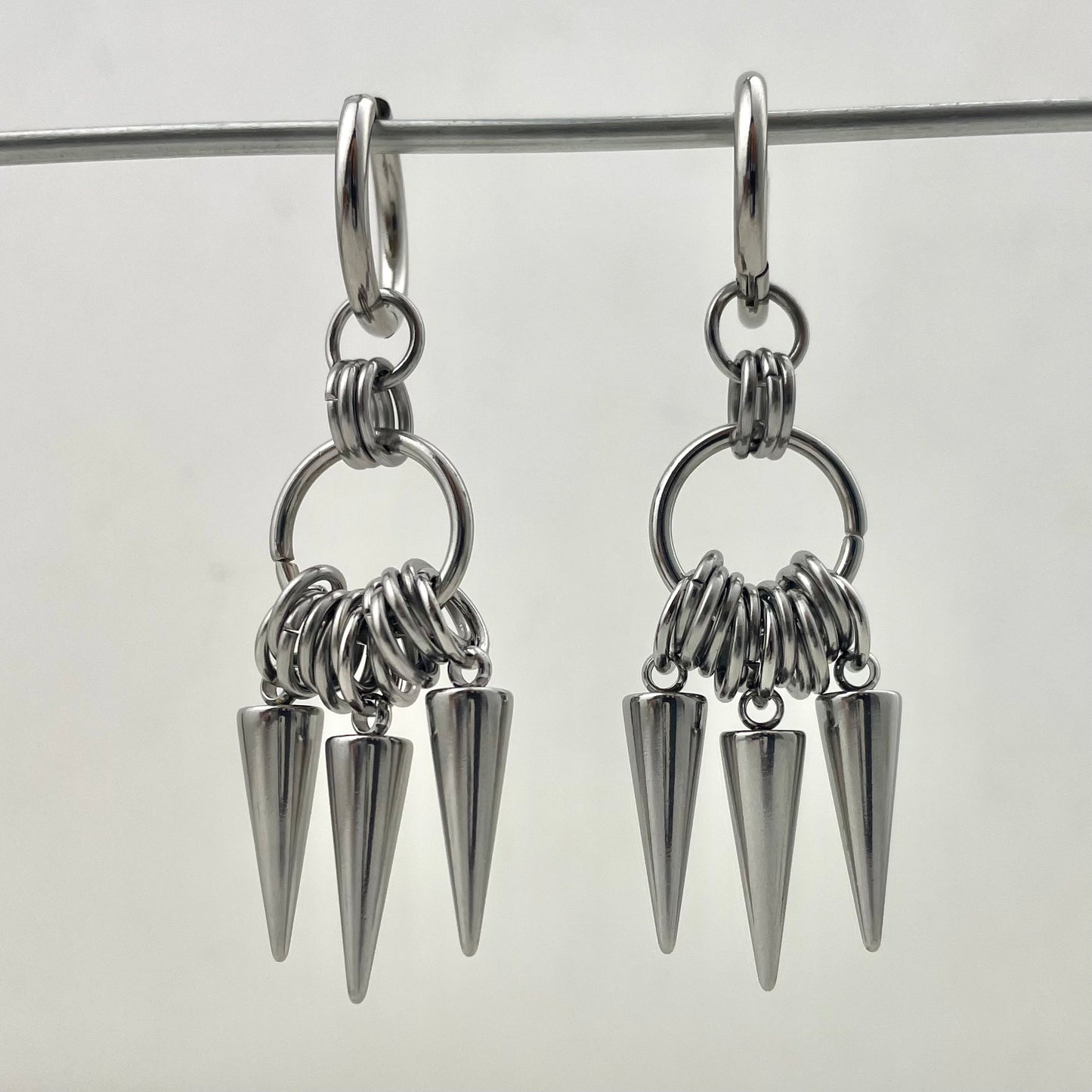 Titanium Waterproof Earring Pointed Cone Coil Stud Earrings