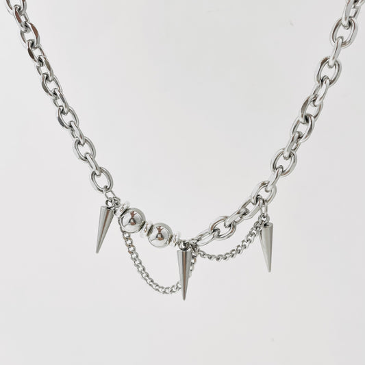 Titanium Steel Triple-Cone Rivet Necklace