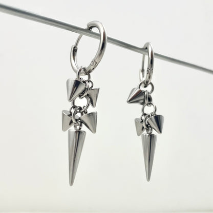 Titanium Waterproof Earring Pointed-Tip Grape Pendant Earrings with A Patchwork Design