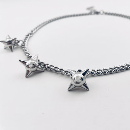 Minimalist Eight-Pointed Star Lock-Shaped Pendant Necklace